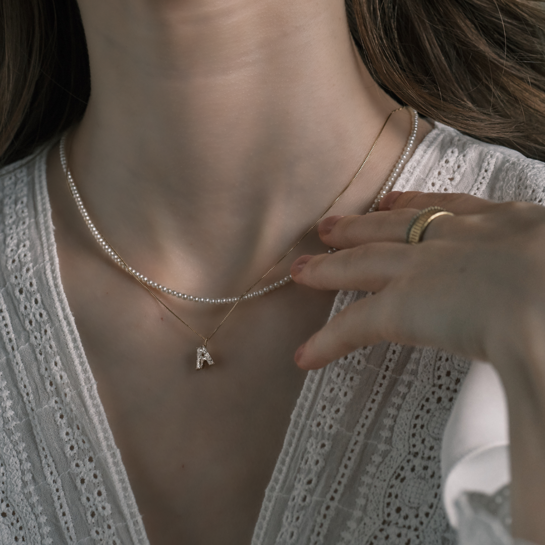 Initial Diamond Necklace – APARTRY Initial Diamond Necklace – APARTRY